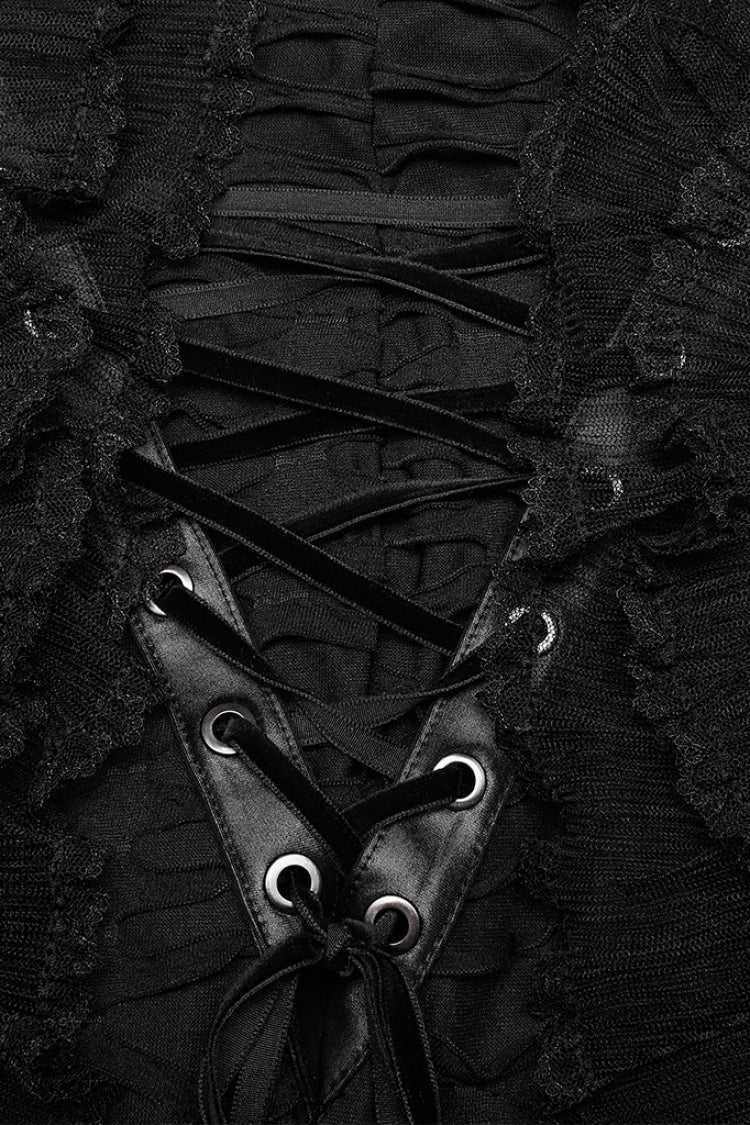 Black Wave Three-Dimensional Lace Ripped Women's Gothic Skirt - Product - 5