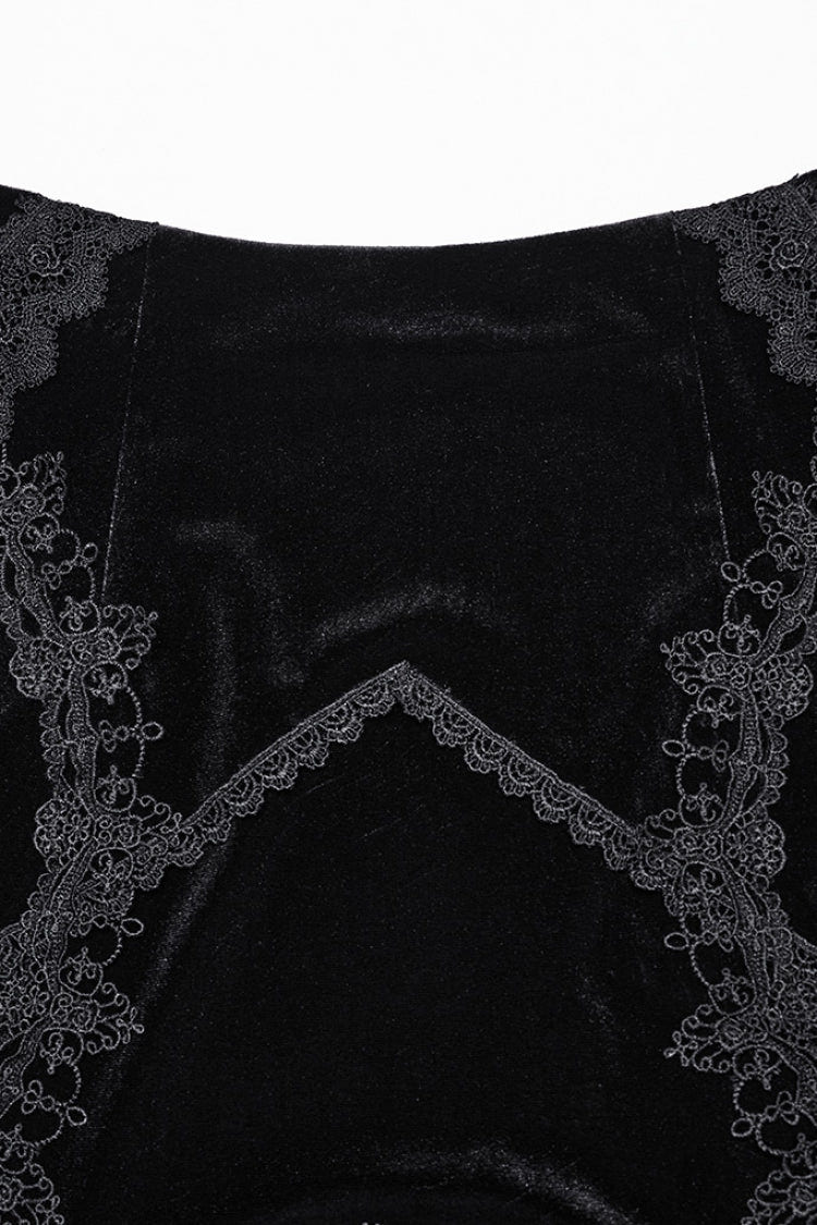 Black Ruffle Stitching Lace Women's Gothic Fishtailed Skirt - Product - 5