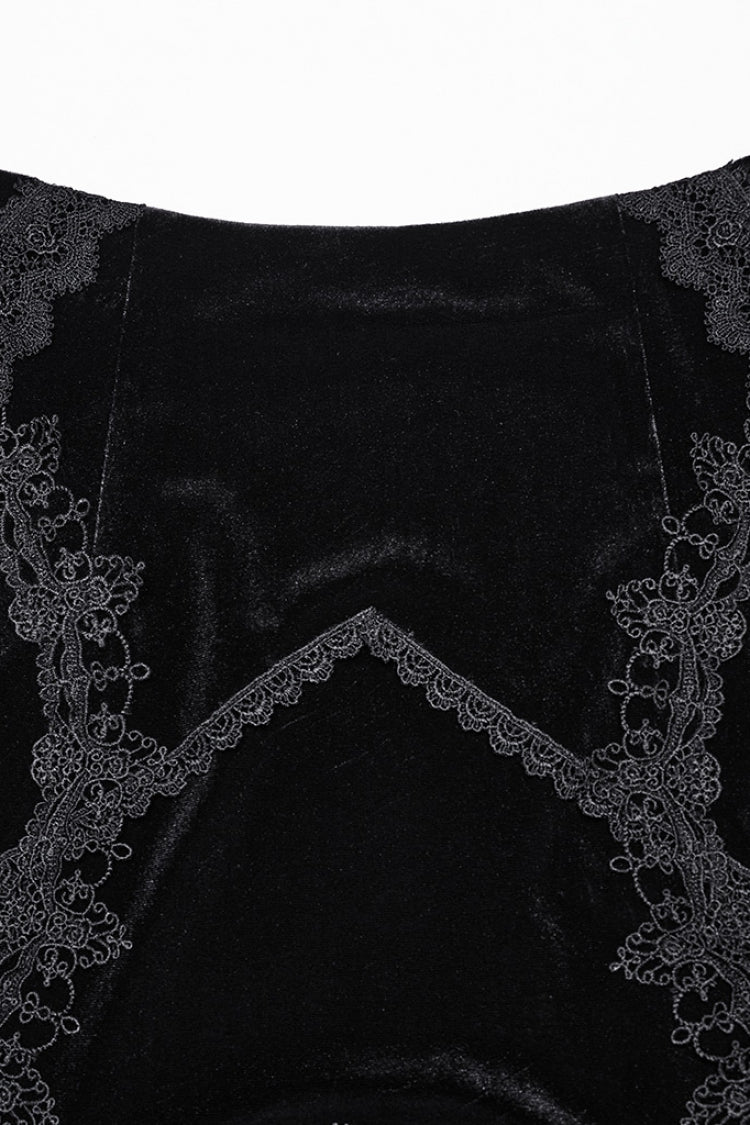 Black Ruffle Stitching Lace Women's Gothic Fishtailed Skirt - Product - 5