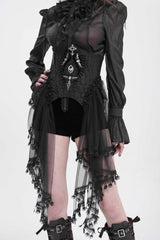 Black Stitching Lace Lace-Up Mesh Women's Gothic Underbust Corset - Product - 2