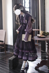 Black [Witch Academy] Double-Layered Ruffle Embroidery Bowknot Mesh Sweet Elegant Lolita Jumper Dress - Product - 2
