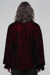 Black/Red Long Sleeves Ruffle Lace-Up Men's Gothic Blouse - Product - 3