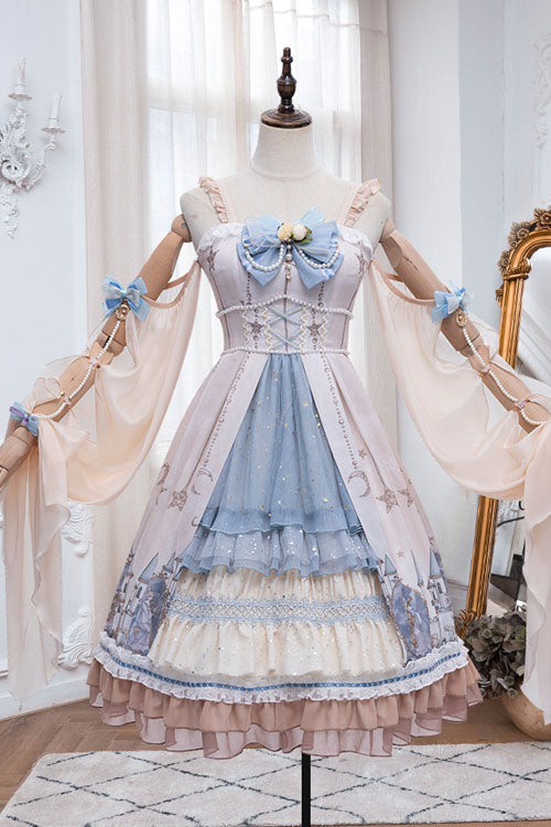 Multi-Color Cardigan Bowknot Elves Multi-Layer Ruffled Sweet Lolita JSK Dress - Product - 4
