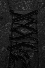 Black Cheongsam Collar Chiffon Stitching Ripped Women's Gothic Dress - Product - 9