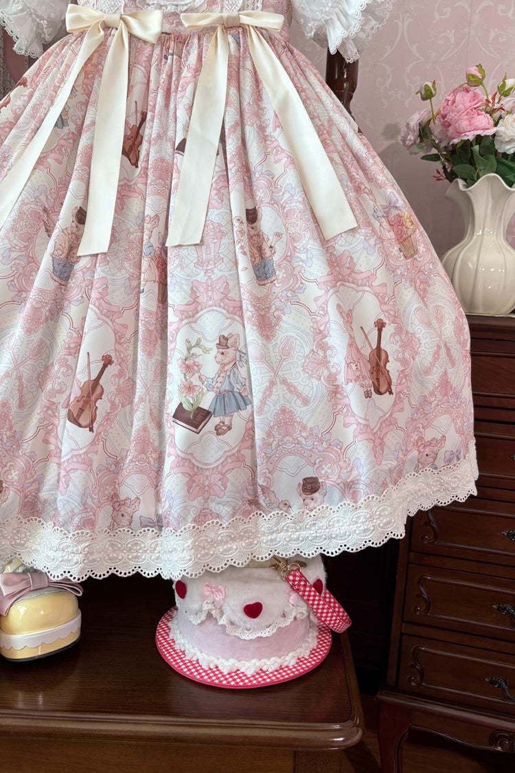 [Sweetheart Party] Sleeveless Printed Ruffled Embroidered Lace Sweet Lolita Jsk Dress 3 Colors - Product - 14