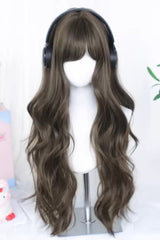 Side-Swept Bangs Soft Loose Waves Sweet Lolita Wig 2 Colors - Hazelnut-Ash-Brown - 1