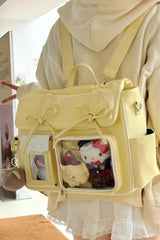[Kitten Diary] Hidden Compartment Embroidered Bow Sweet Lolita Anime Itabag 8 Colors - Yellow - 1