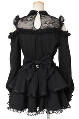 Sweet Lapel Collar Off Shoulder Long Sleeves Bow Spliced Lace Plus Size Japanese Lolita Blouse 3 Colors - Product - 3