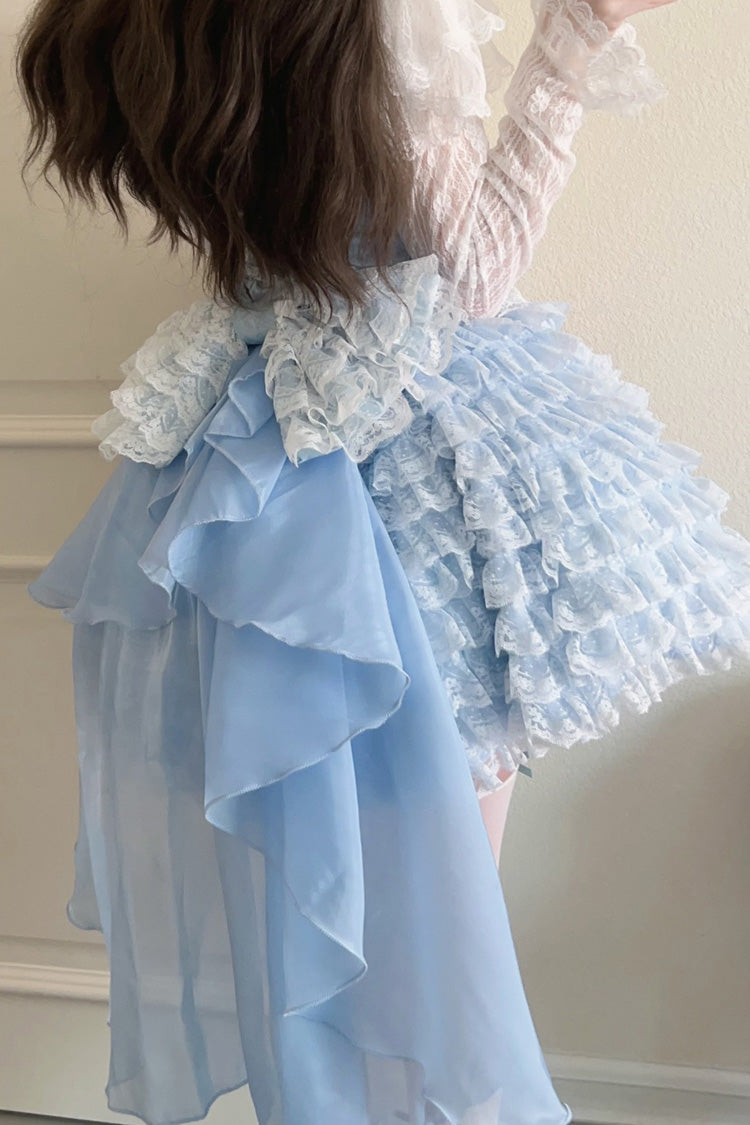 Multi-layer Lace Ruffle Bowknot Sweet Lolita Jsk Tiered Dress 2 Colors - Product - 6
