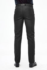 Black Webbing Twill Suit Material Side Pocket Floral-Shaped Men's Gothic Pants - Product - 3
