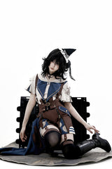 Brown [Inventor of Wonderful Equipment] Ouji Punk Cool Lolita Bib Shorts - Product - 14