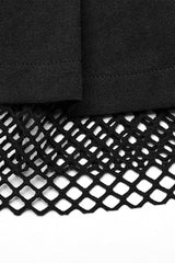 Black Stitching Mesh Straps Pleated Women's Punk Skirt - Product - 9