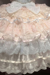 Rainbow Colors [Ballad of Feathers] Sleeveless Multi-Layered Ruffle Hanayome Bowknot Sweet Lolita Jsk Dress - Product - 2