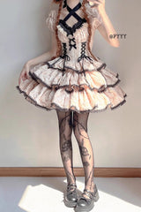 Ivory Medea Kiss Short Sleeves Gothic Lolita Op Tiered Dress - Product - 3