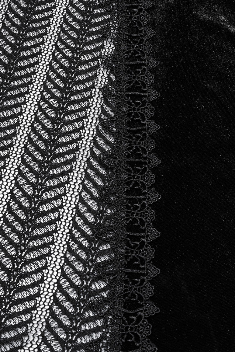 Black Ruffle Stitching Lace Women's Gothic Fishtail Skirt - Product - 6