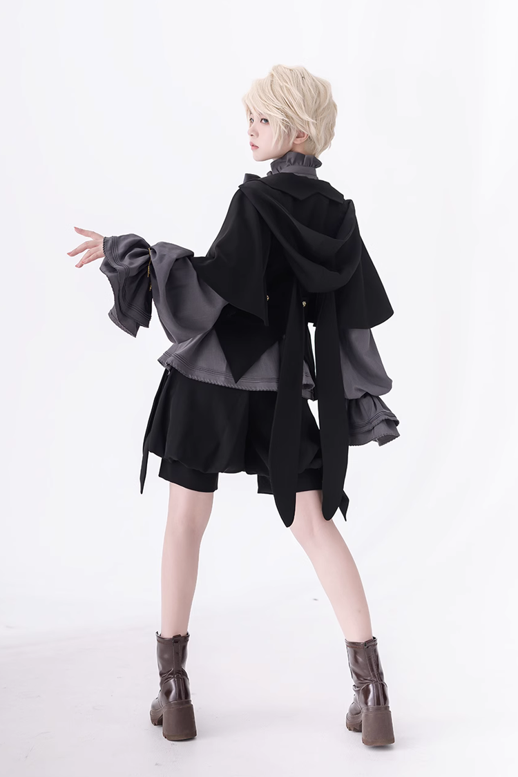 Gray Retro Cute Cool Ouji Fashion Lolita Blouse - Product - 7