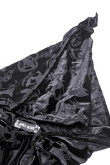 Black Skull Printed Front Lace-Up Women's Gothic Velvet Cape with Hood - Product - 13
