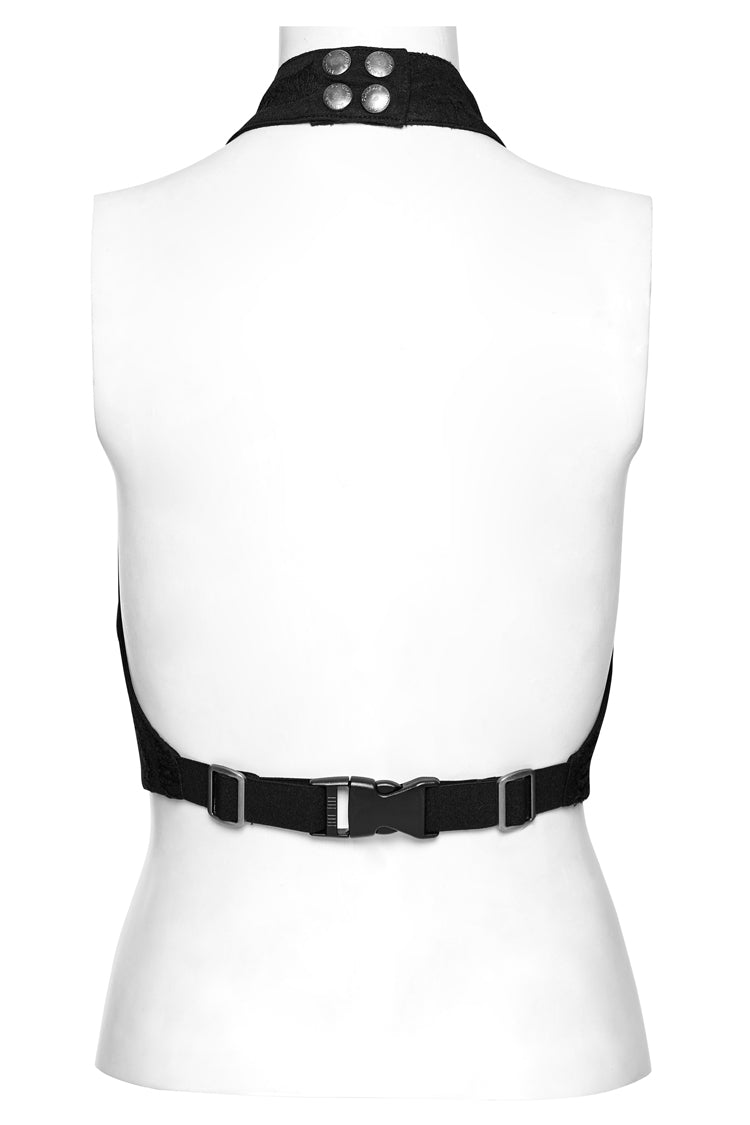 Black Lace-Up Irregular Women's Punk Vest - Product - 7