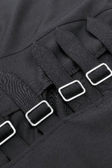 Black Buckled Zippered Women's Punk Side Slit Long Skirt - Product - 14
