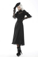 Black Ruffled Floral Embroidered Lace-Up Women's Gothic Corset - Product - 2