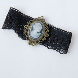 Black Lace Retro Victorian Beauty Head Elastic Gothic Lolita Armband Bracelet - Product - 3
