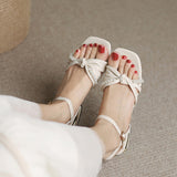 Pearl Chain Decoration Sweet Elegant Sandals 2 Colors - Product - 4