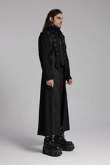 Black Metal Ring Zipper Long Sleeves Men's Punk Long Jacket - Product - 2