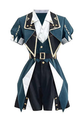 Black/Green [Anlexia Bookstore] Square Collar Short Sleeves Embroidered Studded Gothic College Style Prince Handsome Ouji Lolita Set - Product - 4