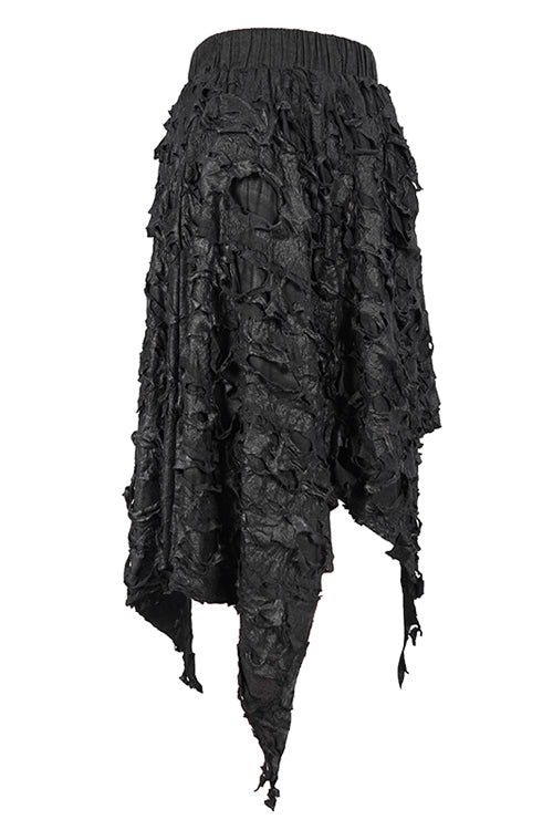 Black Punk Tattered Sharp Hem Womens Skirt - Product - 5
