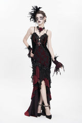 Red Off Shoulder Sleeveless Hanayome Embroidered Lace Women's Gothic Jsk Dress - Product - 7