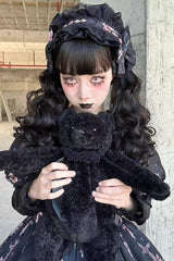 Black [The Case of the Missing Lamb] Print Long Sleeves Ruffle Bowknot Lace Gothic Lolita Dress - Product - 11