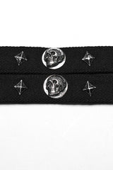 Skull Print Rivets Decoration Women's Steampunk Military Choker 2 Colors - Product - 11