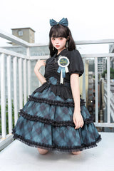 Multi-layer Margaret Plaid Print Sleeveless Sweet Lolita Dress 4 Colors - Product - 3