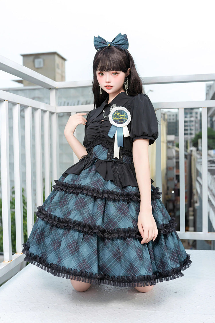 Multi-layer Margaret Plaid Print Sleeveless Sweet Lolita Dress 4 Colors - Product - 3