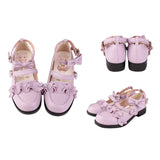 Sweet Ruffle Bowknot Japanese Lolita Shoes 15 Colors - Lilac-Purple - 20