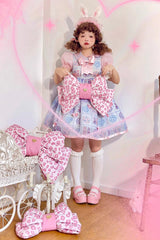 Pink Polka Dot Print Bowknot Shaped Sweet Lolita Backpack - Product - 5