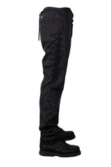Black Side Discoid Flowers Back Waist Lace Up Gothic Jacquard Mens Pants - Product - 9