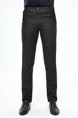 Black Webbing Twill Suit Material Side Pocket Floral-Shaped Men's Gothic Pants - Black - 1
