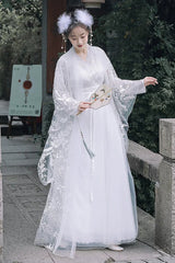 Fairy-Like Ancient Chinese Inspired Long Sleeves Embroidered Casual Hanfu Dress Set 3 Colors - Product - 2