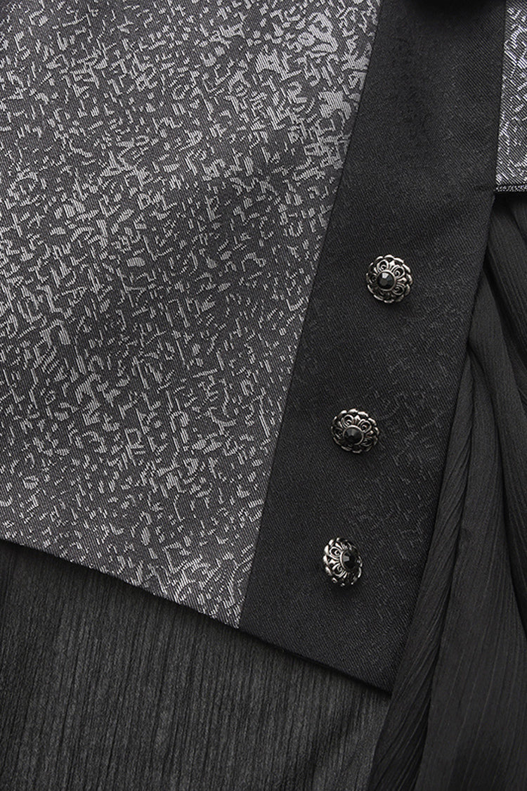 Silver [Eternal Dislocated Boundary] Sleeveless Lace Slim Gothic Elegant Prince Handsome Lolita Long Coat - Product - 9