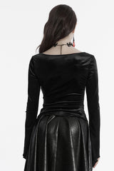 Black Long Sleeves Gradient Irregular Women's Gothic Blouse - Product - 3