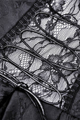 Black Sleeveless Lace-Up Women's Gothic Lace Multi-Layered High/Low Slip Wedding Graduation Dress - Product - 20