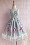 Vista frontale di doppio strato Rose Lover's Dream Print Ruffle fiocco Sweet (solo abito).