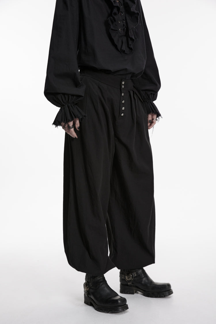 Black Studded Pleated Men's Gothic Tapered Pants - Product - 7
