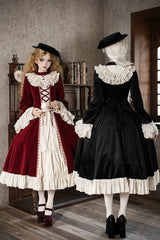 Red [Letters and Poems · Nutcracker Box] Long Sleeves Ruffled Open-Front Bow Lace-Up Gothic Lolita Dress - Product - 9