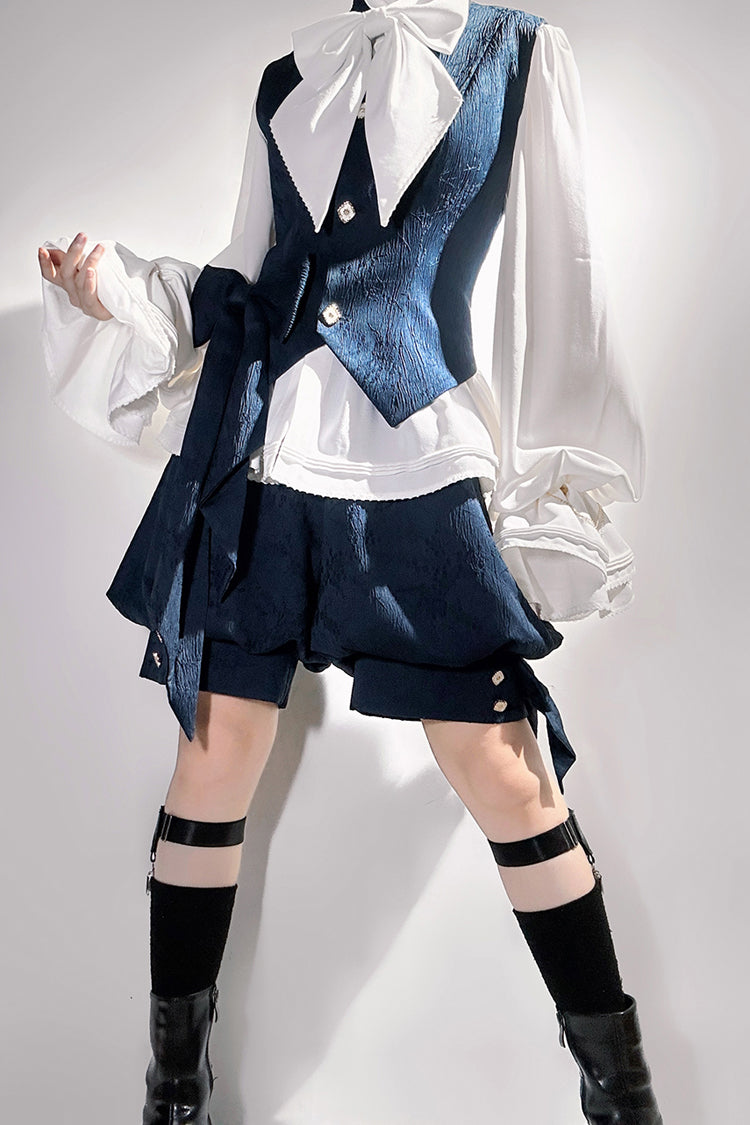 Blue [Rabbit Hunt] Bowknot Vintage Prince Ouji Lolita Vest - Product - 2