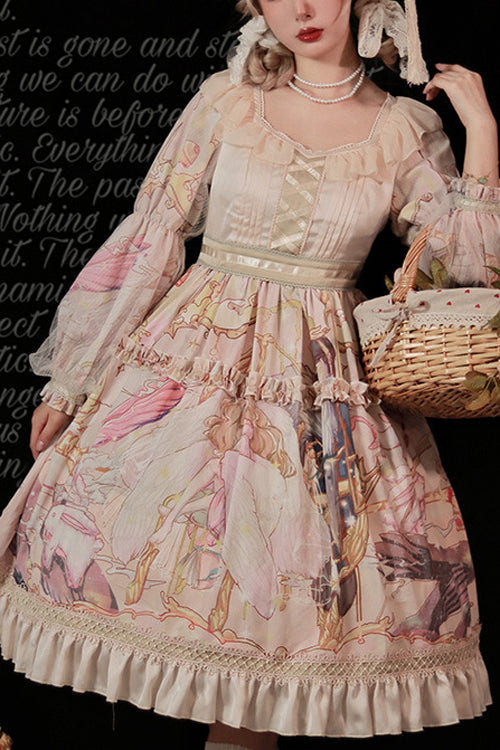 Pink Elegant Printed Sweet Lolita OP Dress - Pink - 1