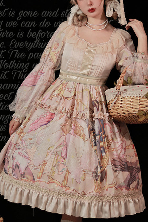 Pink Elegant Printed Sweet Lolita OP Dress - Pink - 1