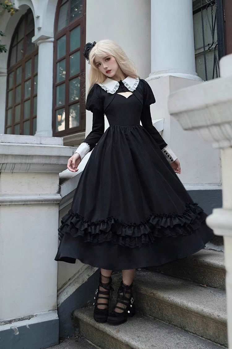 Black Symphony of the Night Solid Color Jacquard Gothic Lolita Jsk Dress - Product - 3