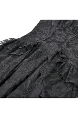 Black Lace-Up Women's Gothic High-Low Multi-Layered Ruffled Tail Lace Slip Dress - Product - 10